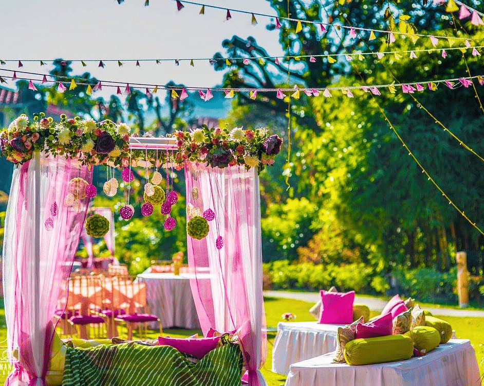 An image featuring the outdoor event decorations in the day time