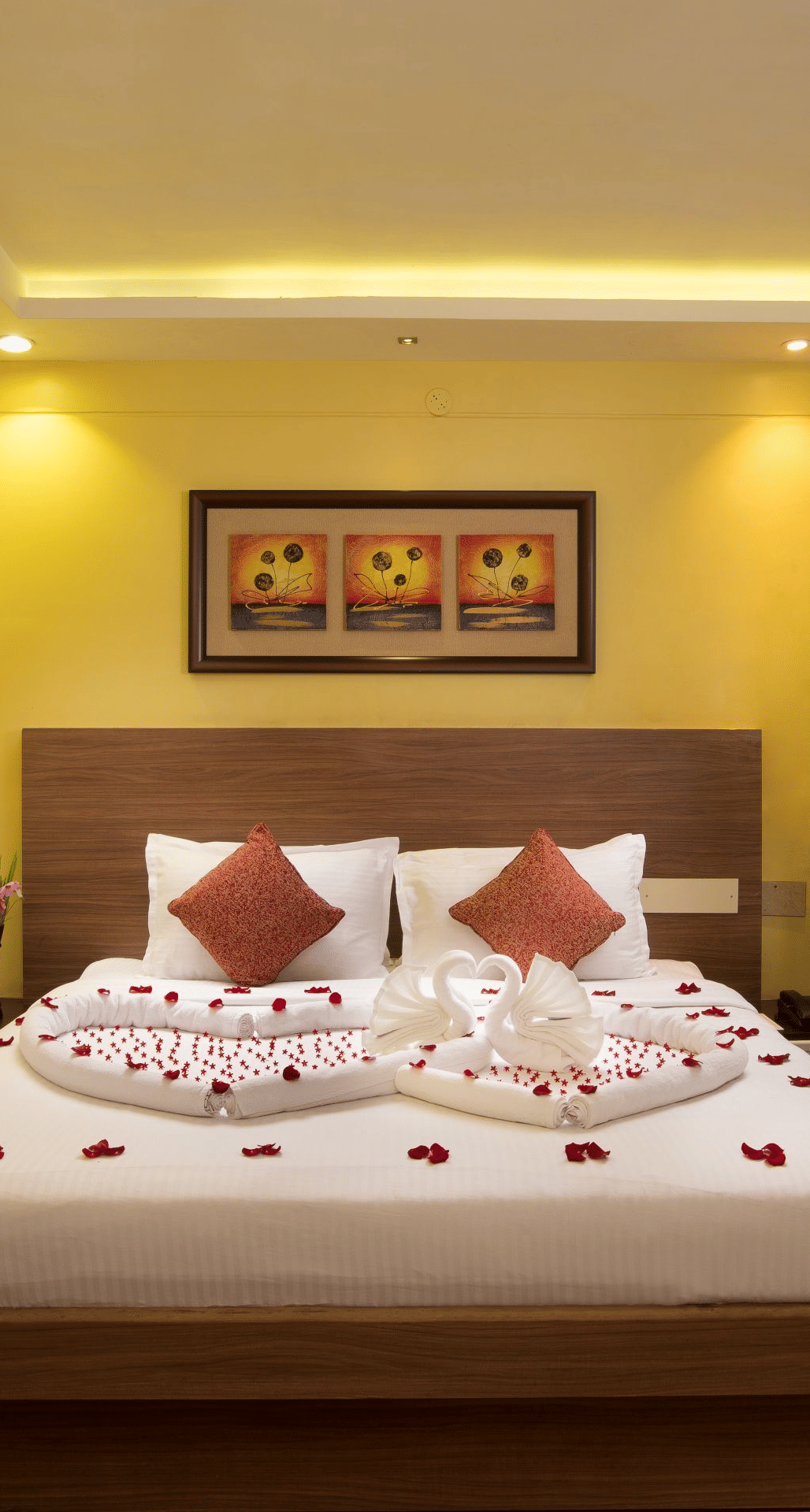 Avocado room with a double bed