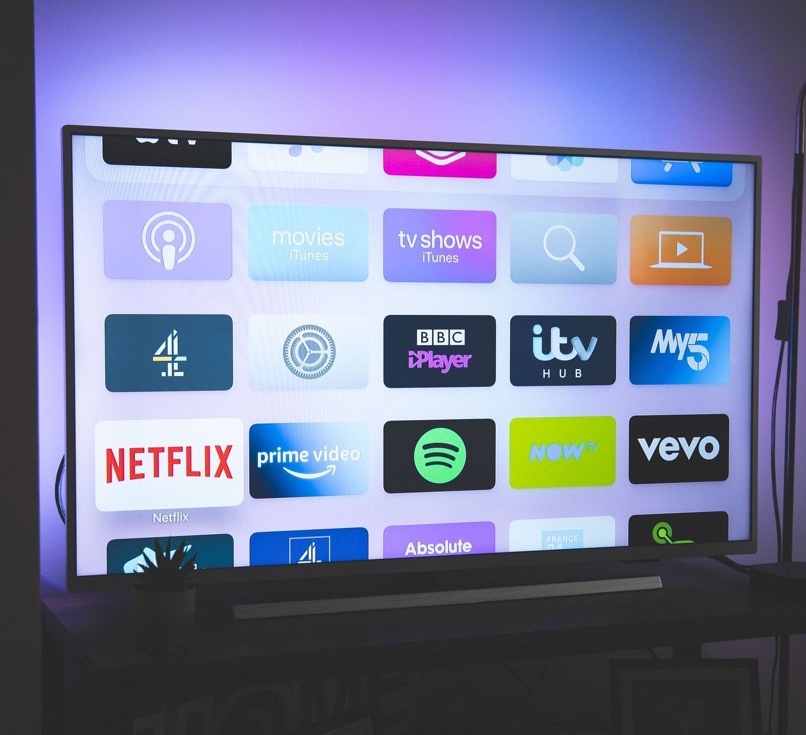 LCD Television showing various OTT channels