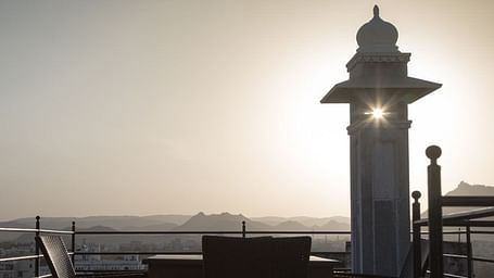 A serene sunset observed from the roof at Madri Haveli