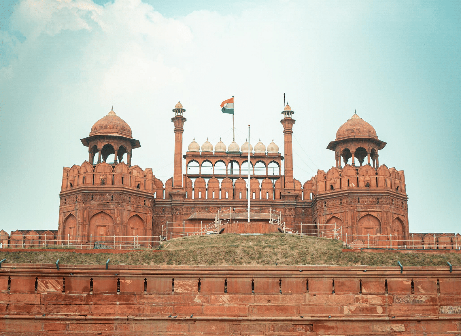 Front view of Red fort, New Delhi.
